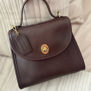 Coach Brown Leather Satchel with Gold Turnlock